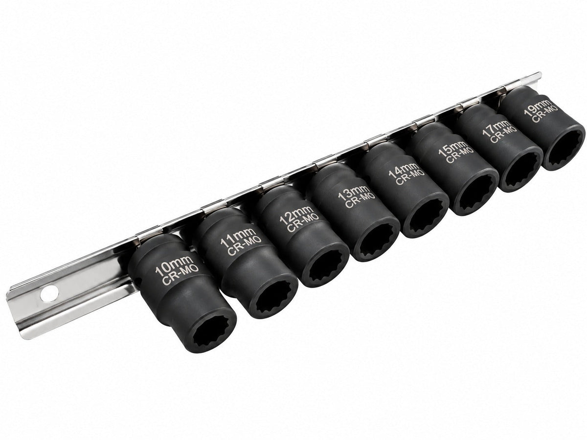 Gépi bi-hexagonális dugókulcs készlet rövid 10 db 1/2" 12 oldal