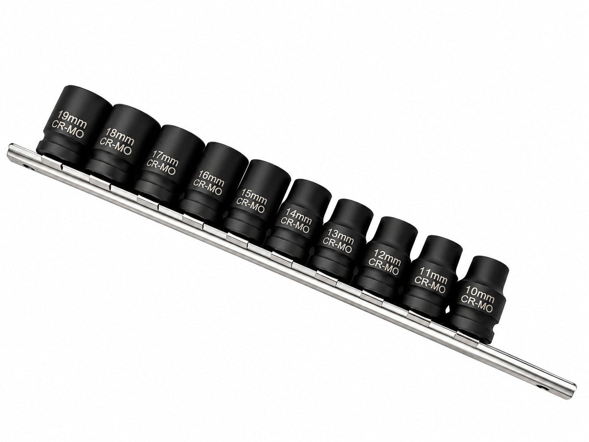 Gépi bi-hexagonális dugókulcs készlet rövid 10 db 1/2" 12 oldal