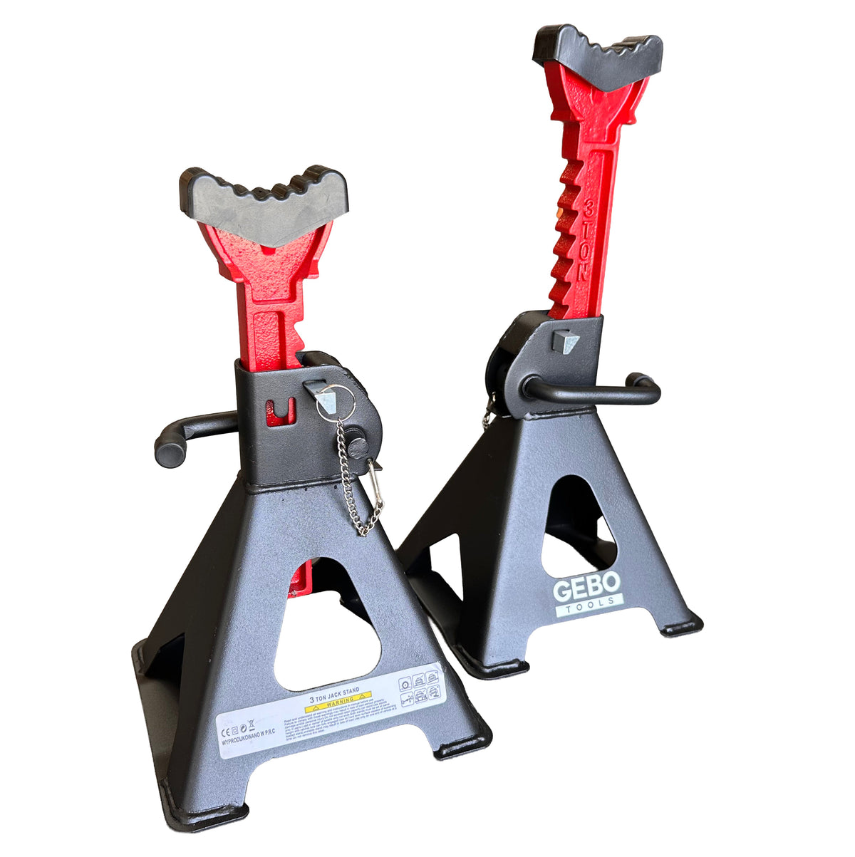 Tartóbak készlet 2 db 3 t 29.5-43 cm dupla biztosítóval és autóküszöb védő gumi tamponnal GEBO TOOLS