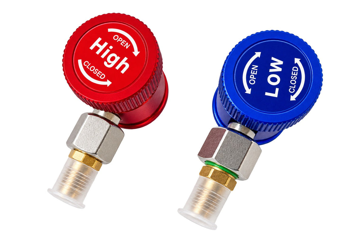 Gyorcsatlakozó készlet csappal és r1234yf adapterrel légkondicionálóhoz 90 fok
