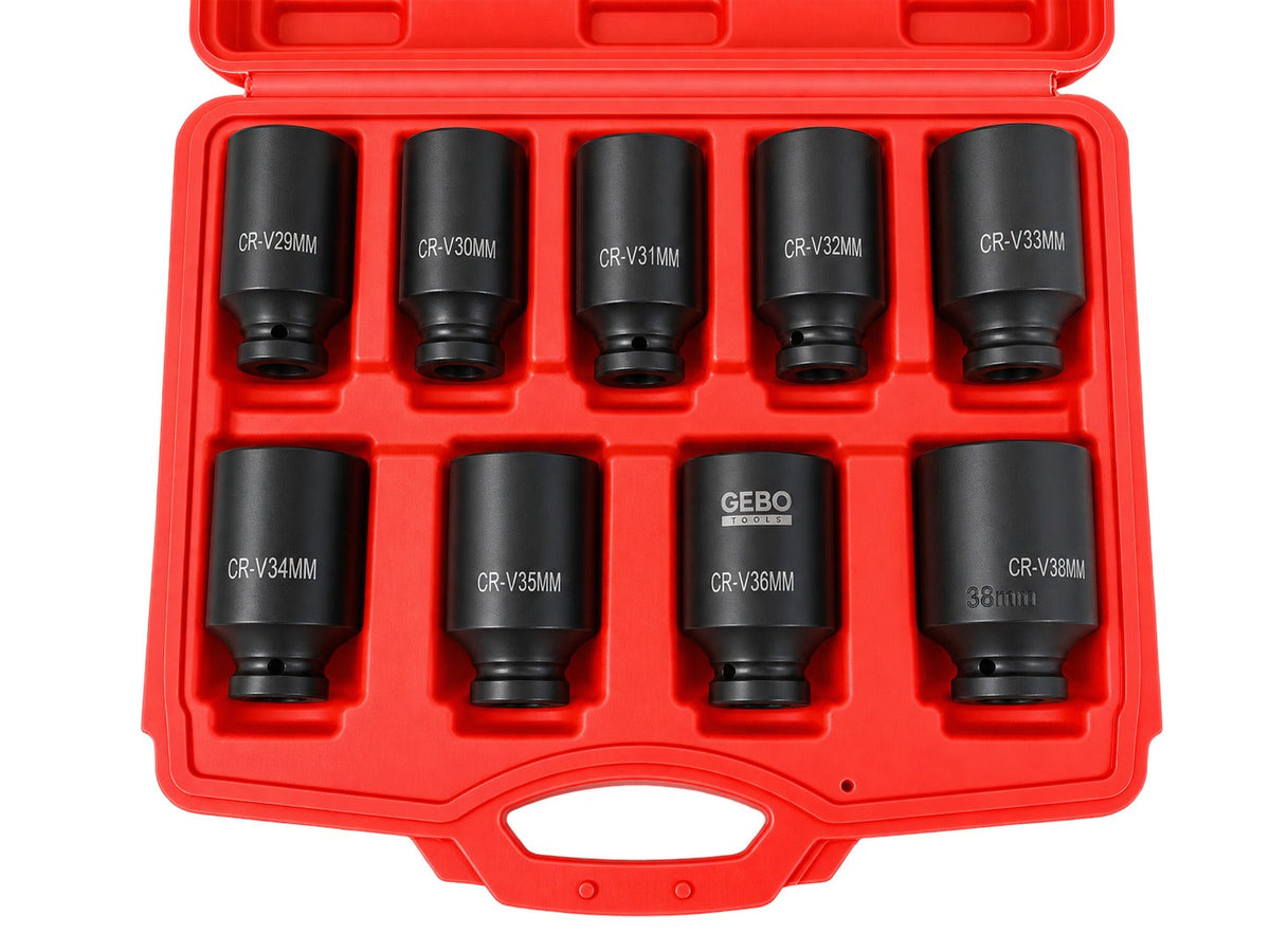 Gépi dugókulcs készlet féltengelyekhez 1/2" 29-38 mm 9 db GEBO TOOLS