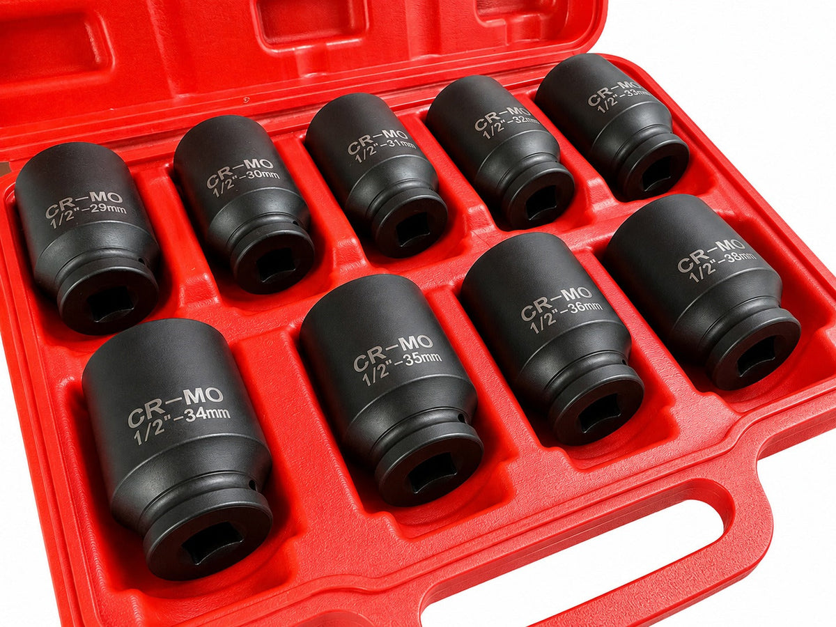 Gépi dugókulcs készlet féltengelyekhez 1/2" 9db 29-38mm psa VAG BMW GEBO TOOLS