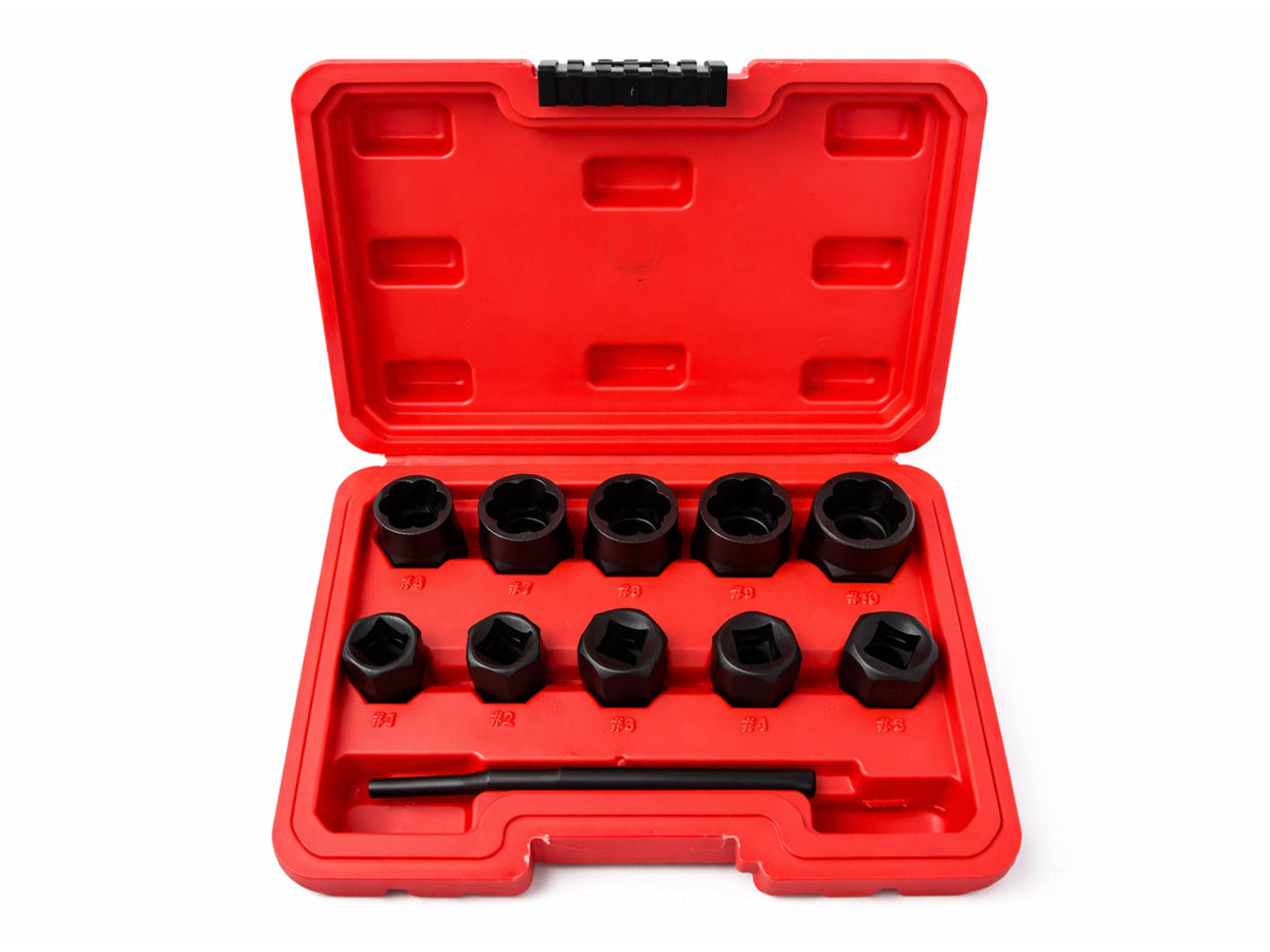 Sérült csavar eltávolító dugókulcs készlet 9-19 mm 11 db GEBO TOOLS