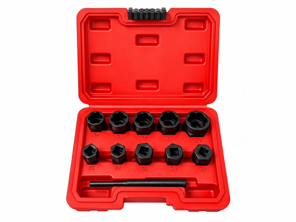 Sérült csavar eltávolító dugókulcs készlet 9-19 mm 11 db GEBO TOOLS
