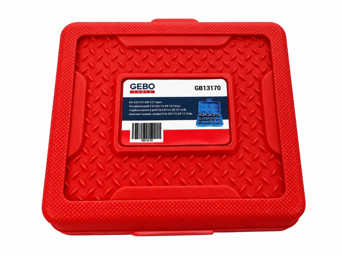 Dugókulcs készlet e profil e4-e24 1/4 3/8 1/2 14 db GEBO TOOLS
