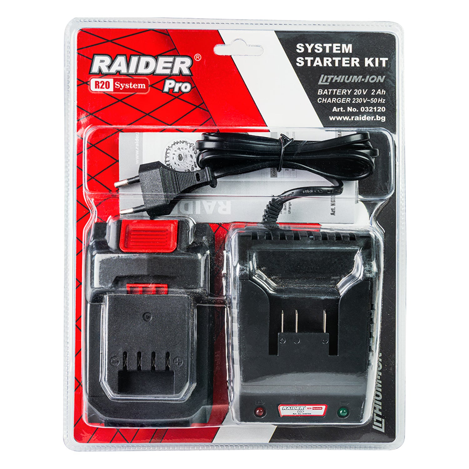 Töltő és akkumulátor készlet 20V 2ah RAIDER PRO