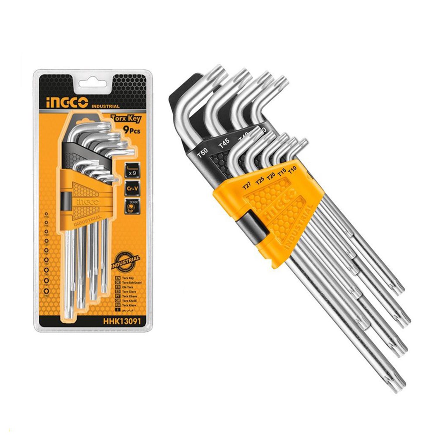Torx l-kulcs készlet álvánnyal 9db INGCO