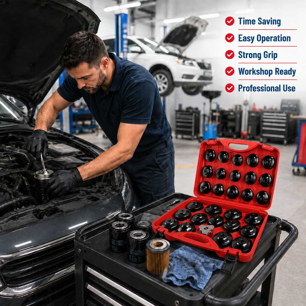 Olajszűrő kupak kulcs készlet 30 darab GEBO TOOLS