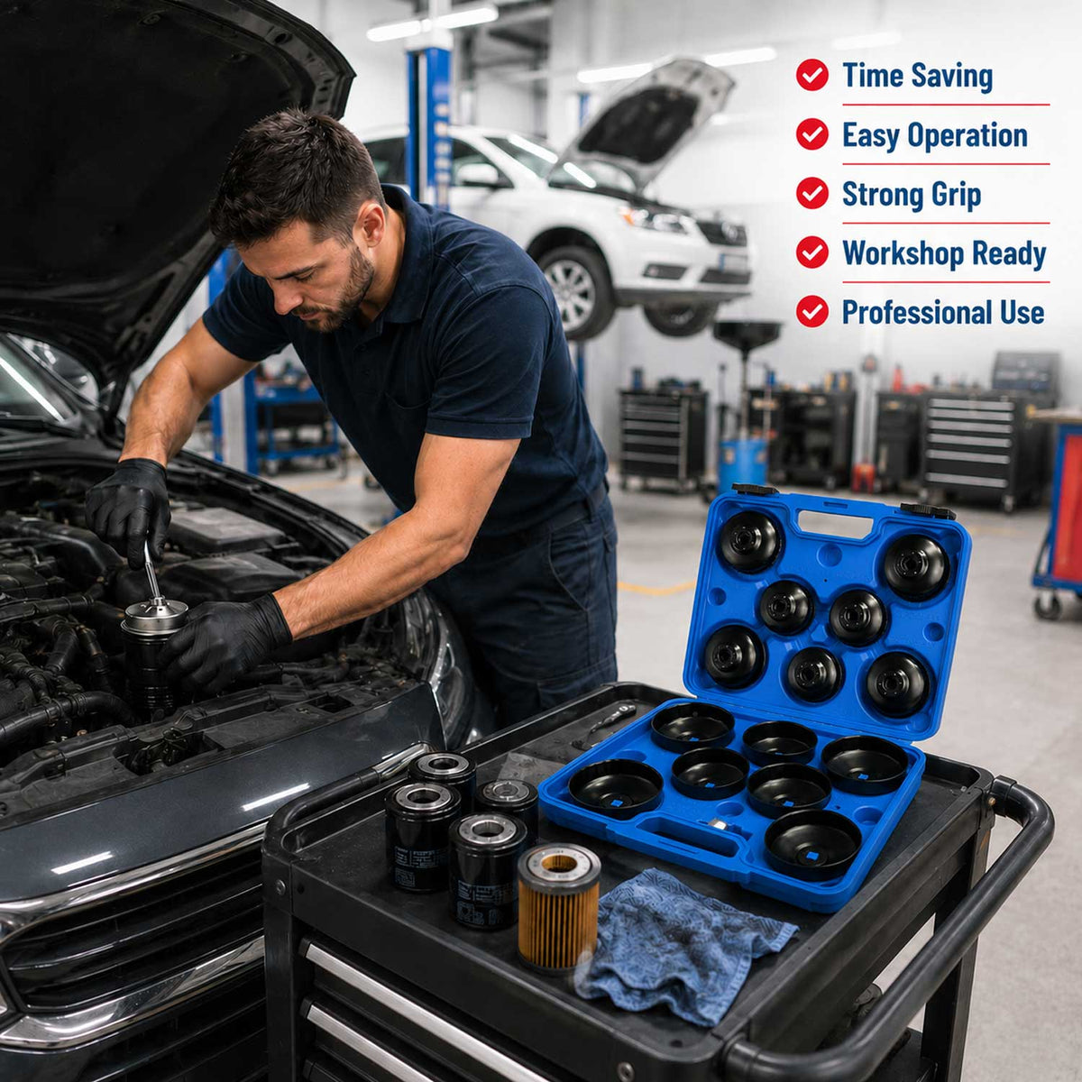 Olajszűrő kulcs készlet 14 db GEBO TOOLS