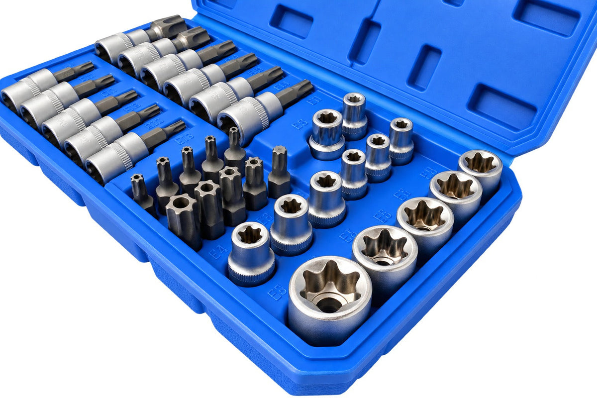 Dugókulcs készlet e-profil TORX 3/8" 34 db t10-t60 e4-e20 GEBO TOOLS