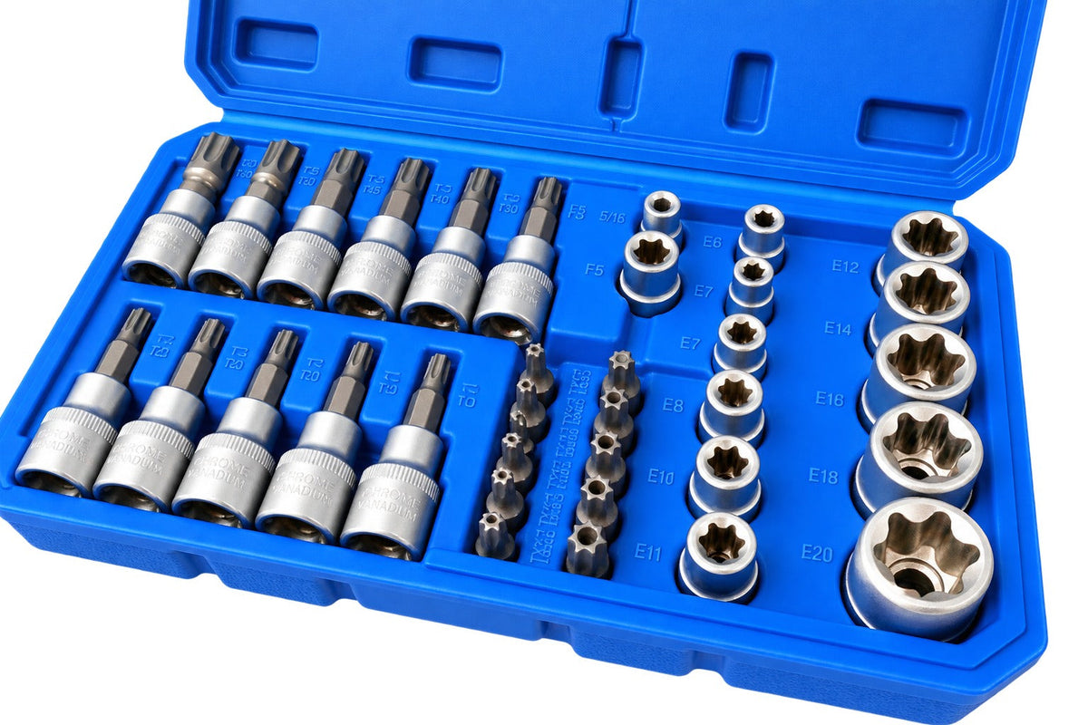 Dugókulcs készlet e-profil TORX 3/8" 34 db t10-t60 e4-e20 GEBO TOOLS