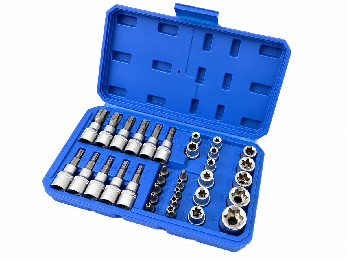 Dugókulcs készlet e-profil TORX 3/8" 34 db t10-t60 e4-e20 GEBO TOOLS