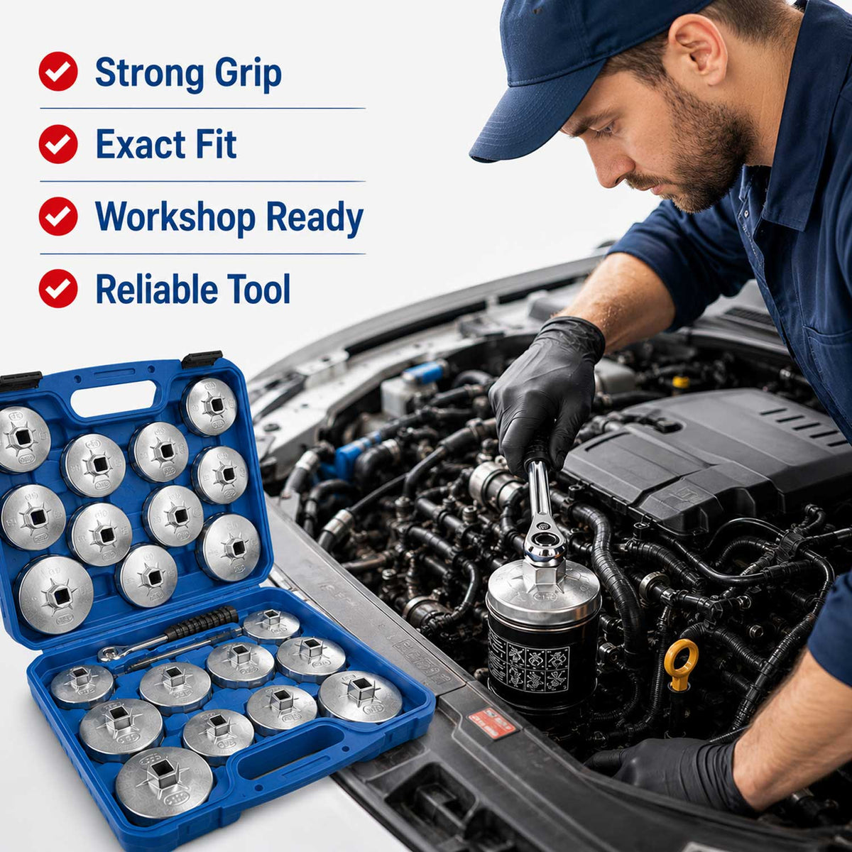 Alumínium olajszűrő kulcs készlet - 23 db GEBO TOOLS