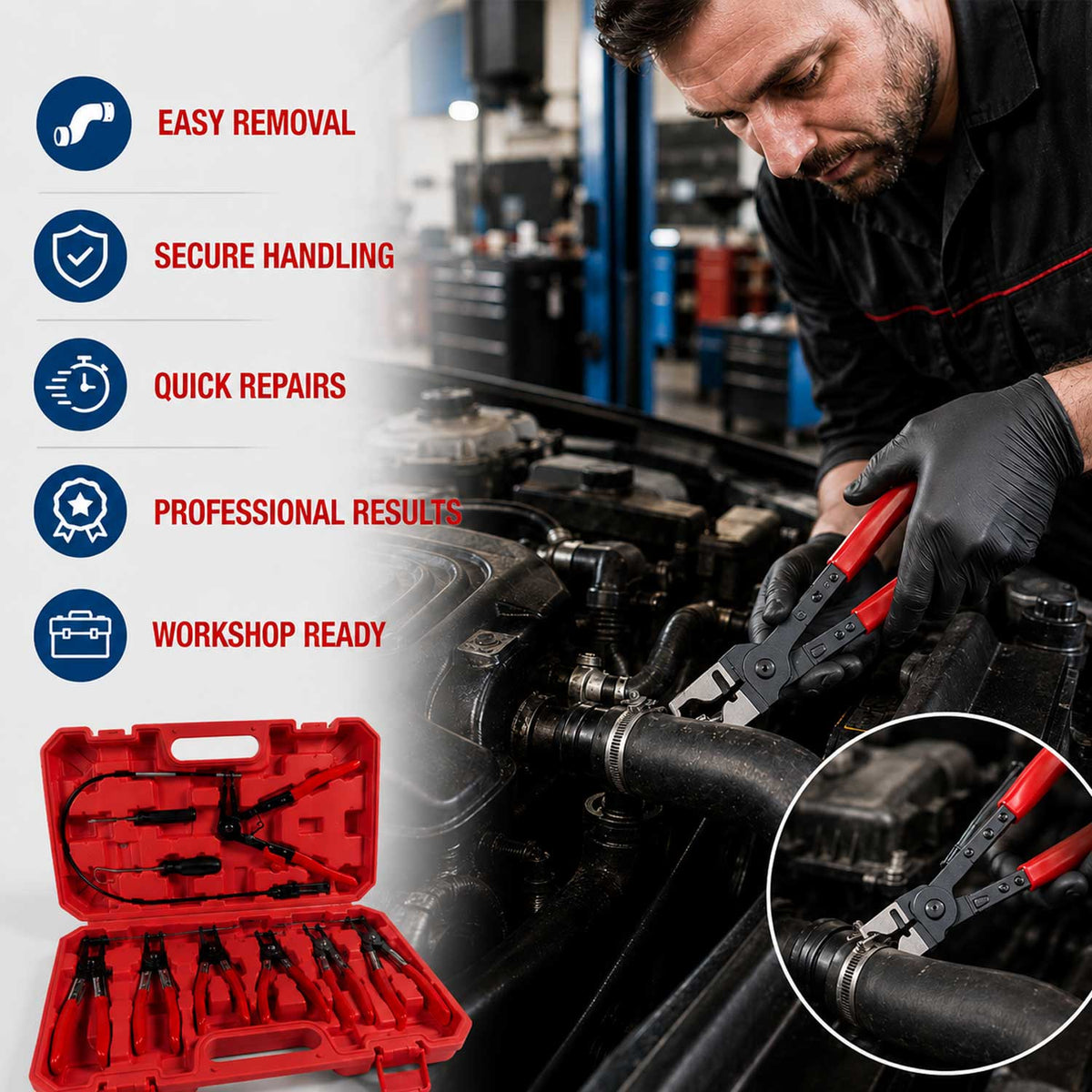 Vízcső bilincsfogó készlet 9 db GEBO TOOLS