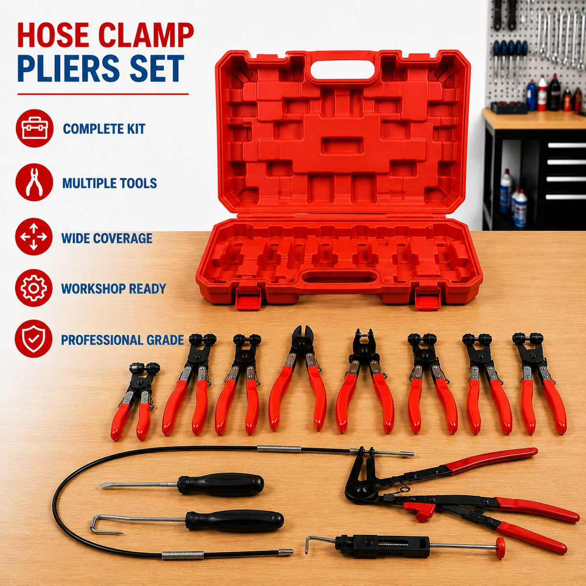 Vízcső bilincsfogó készlet 9 db GEBO TOOLS