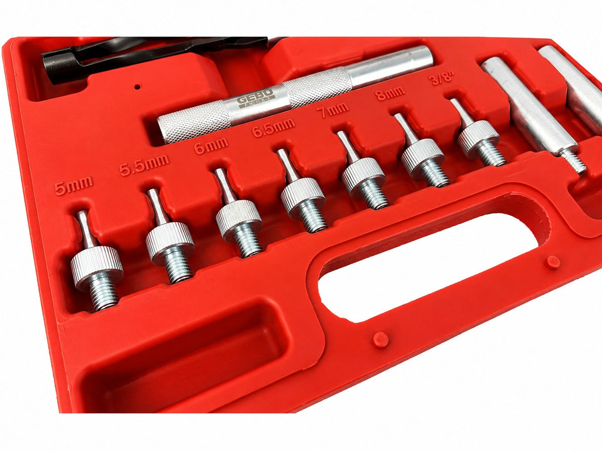 Szelepszárszimering szerelő fogó és adapter készlet 11 db GEBO TOOLS