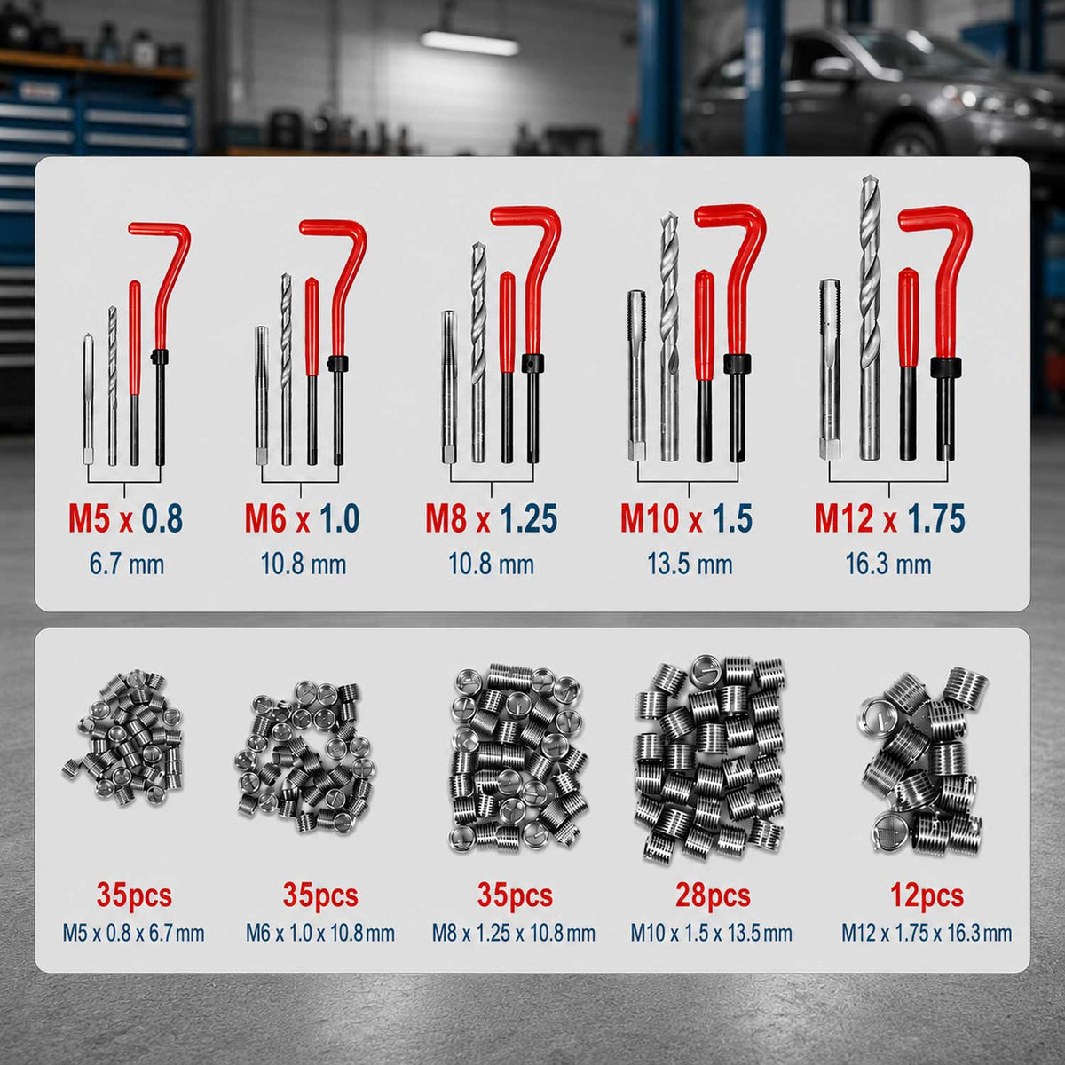 Menetjavító készlet m5 m6 m8 m10 M12 GEBO TOOLS