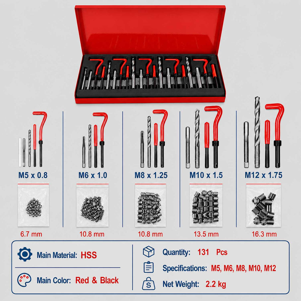 Menetjavító készlet m5 m6 m8 m10 M12 GEBO TOOLS