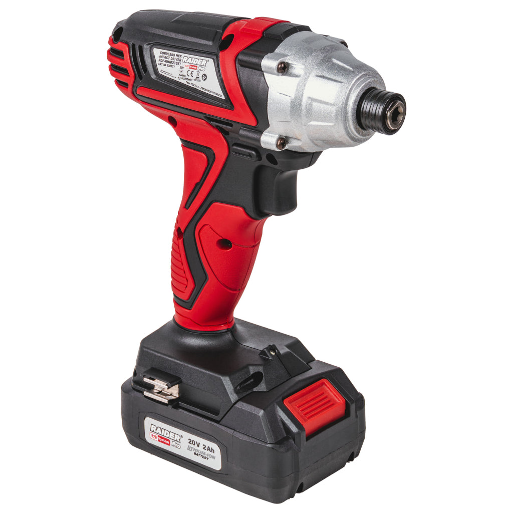 Ütvefúró és csavarozó akkumulátorral 1/4" hex 140 NM 20V 2ah RAIDER