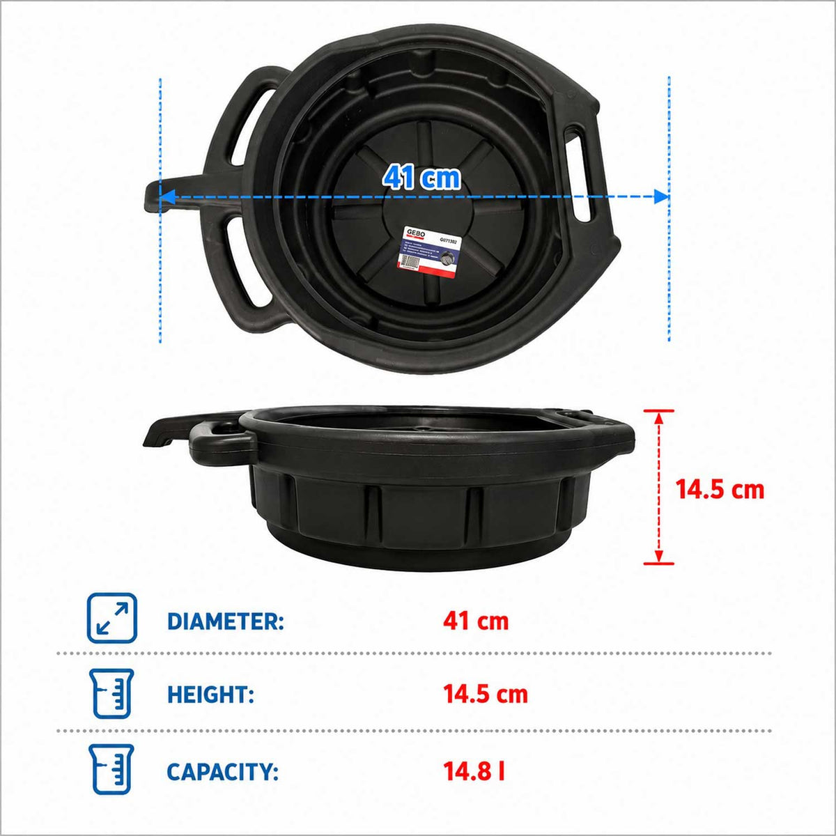 Fáradtolaj gyűjtő tálca 15l-es GEBO TOOLS
