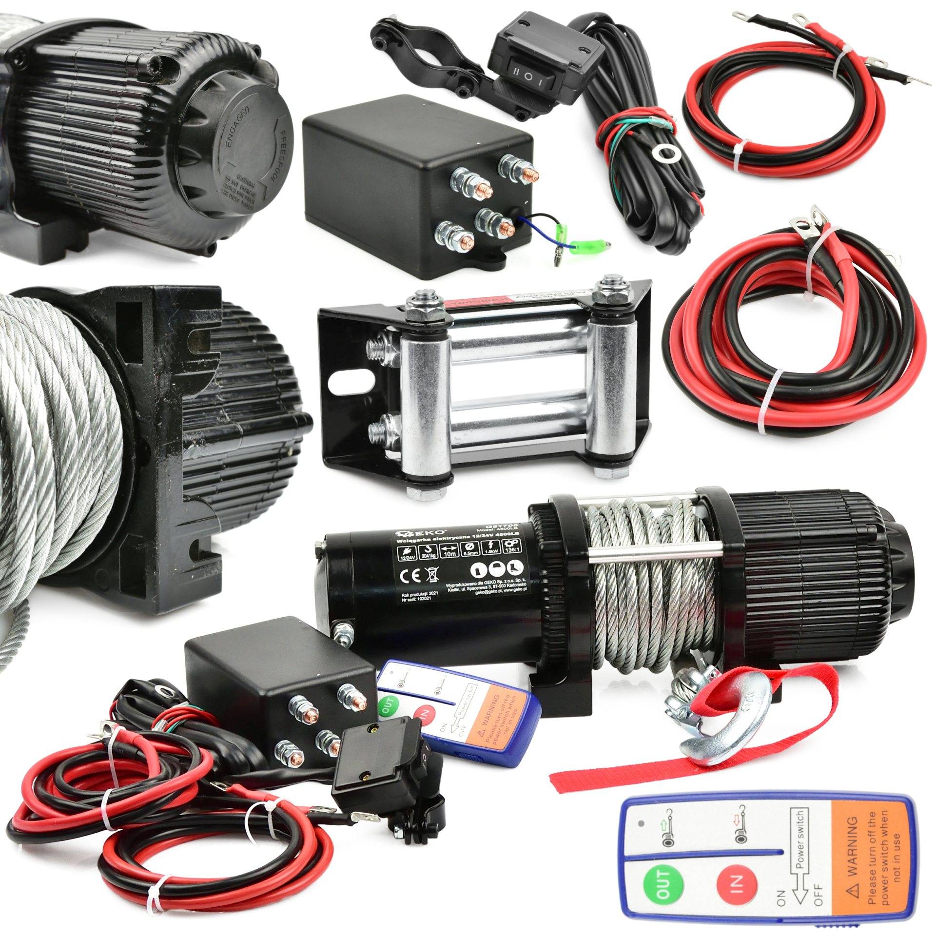 ELEKTROMOS CSÖRLŐ 12V VEZETÉK NÉLKÜLI TÁVIRÁNYÍTÓVAL 4500LB 2041KG