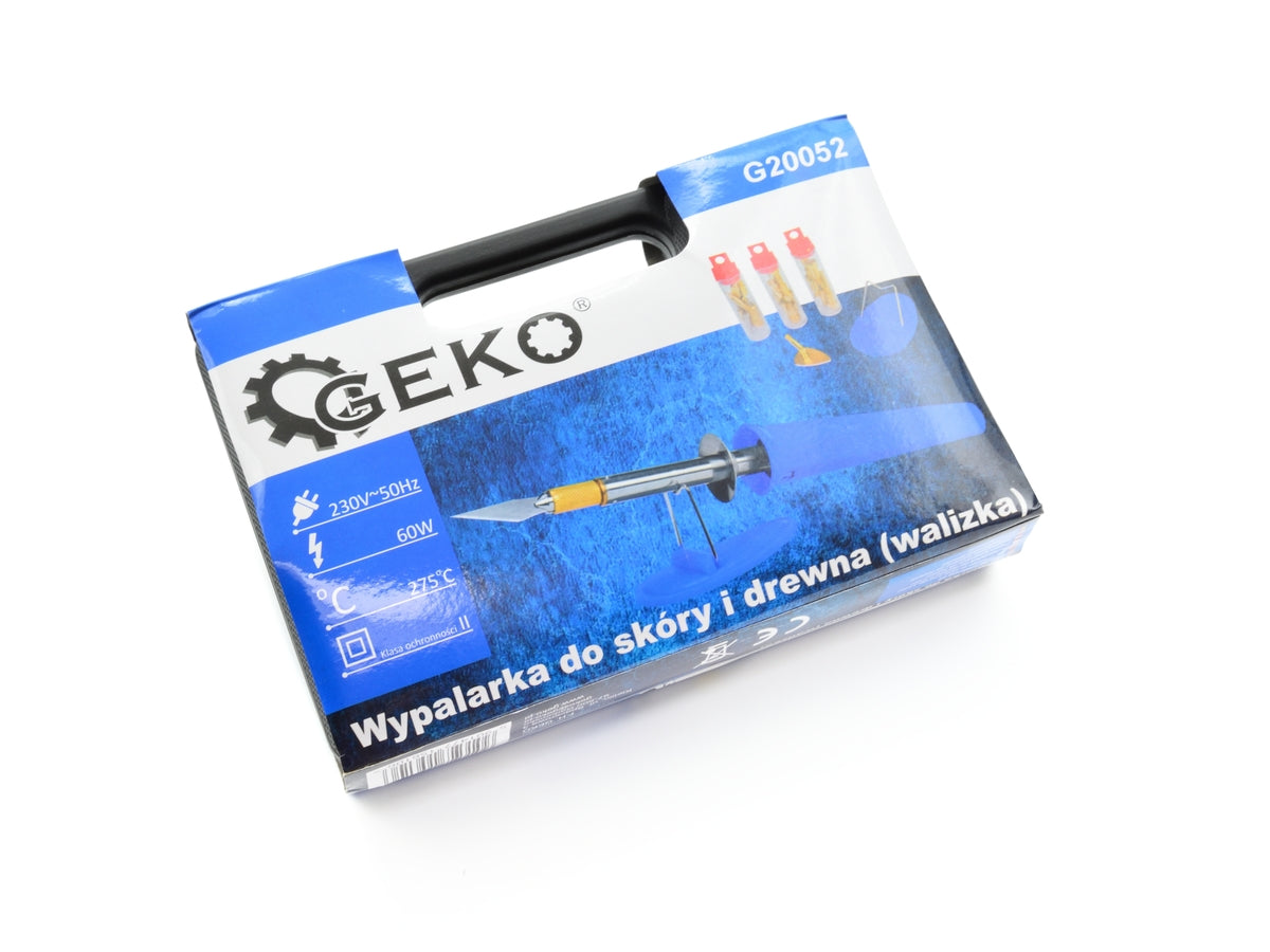 ELEKTROMOS GRAVÍROZÓ ÉS RAGASZTÓ PISZTOLY FA BŐR PARAFA 60W GEKO