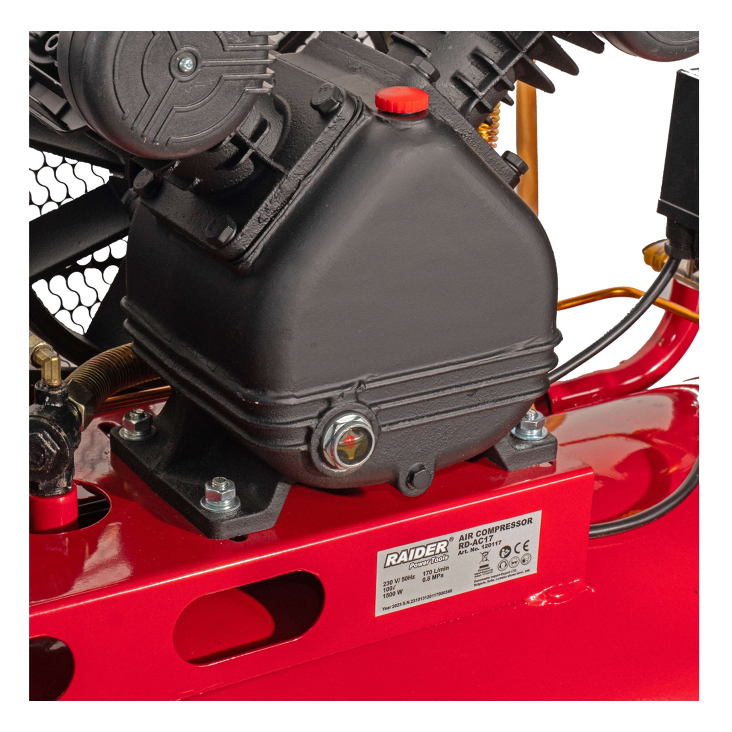 LÉGKOMPRESSZOR 100L 2LE 1.5KW 8 BAR 220V RAIDER