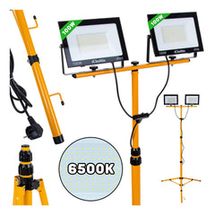 LED MUNKALÁMPA 2 X 100W 6500K ÁLLÍTHATÓ ÁLLVÁNNYAL