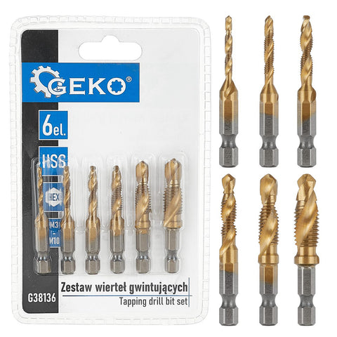 FÚRÓKÉSZLET HSS HEX M3-M10 6 DB GEKO