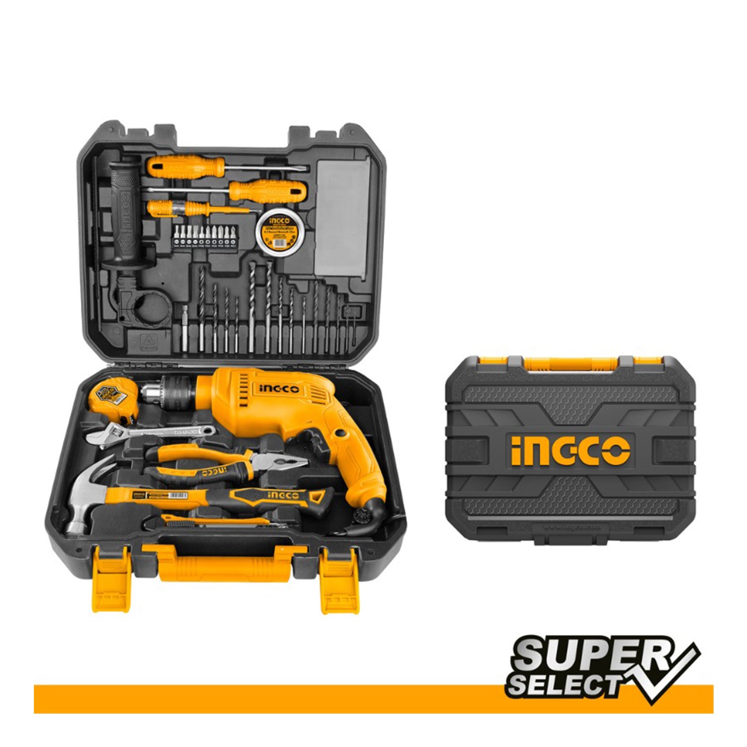 115 darabos szerszámkészlet fúróval 680 w INGCO