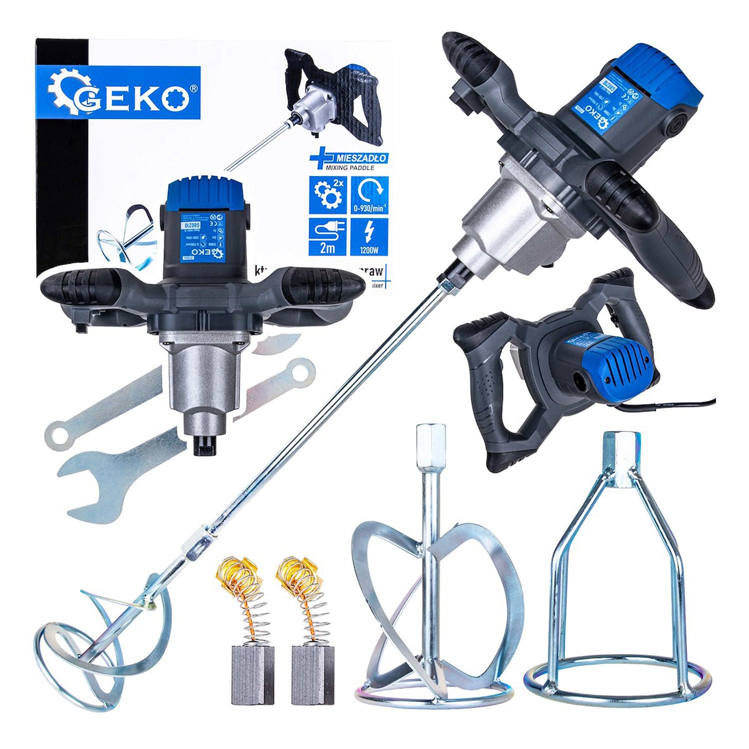 ELEKTROMOS KEVERŐ 2 SEBESSÉGGEL FESTÉKEKHEZ ÉS HABARCSOKHOZ 1600W M14 GEKO