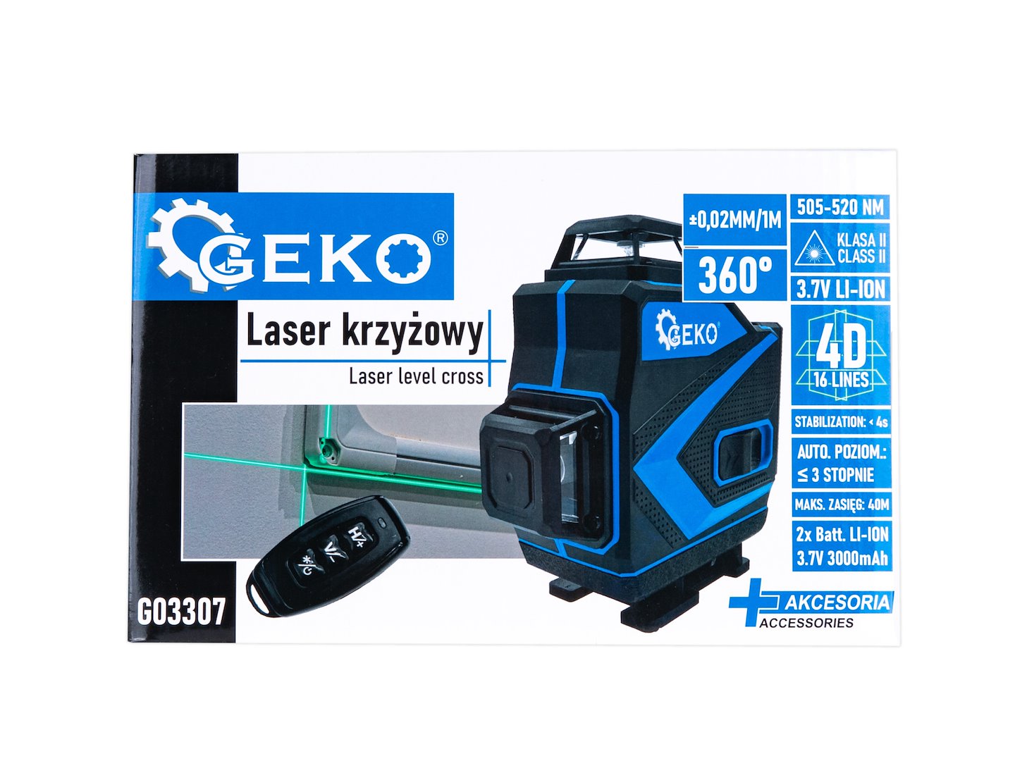 360 FOKOS 4D LÉZERES SZINTEZŐ 2 AKKUMULÁTORRAL GEKO
