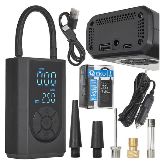 MINI HORDOZHATÓ KOMPRESSZOR 4000mAh 84W AKKUMULÁTORRAL ÉS TARTOZÉKOKKAL GEKO