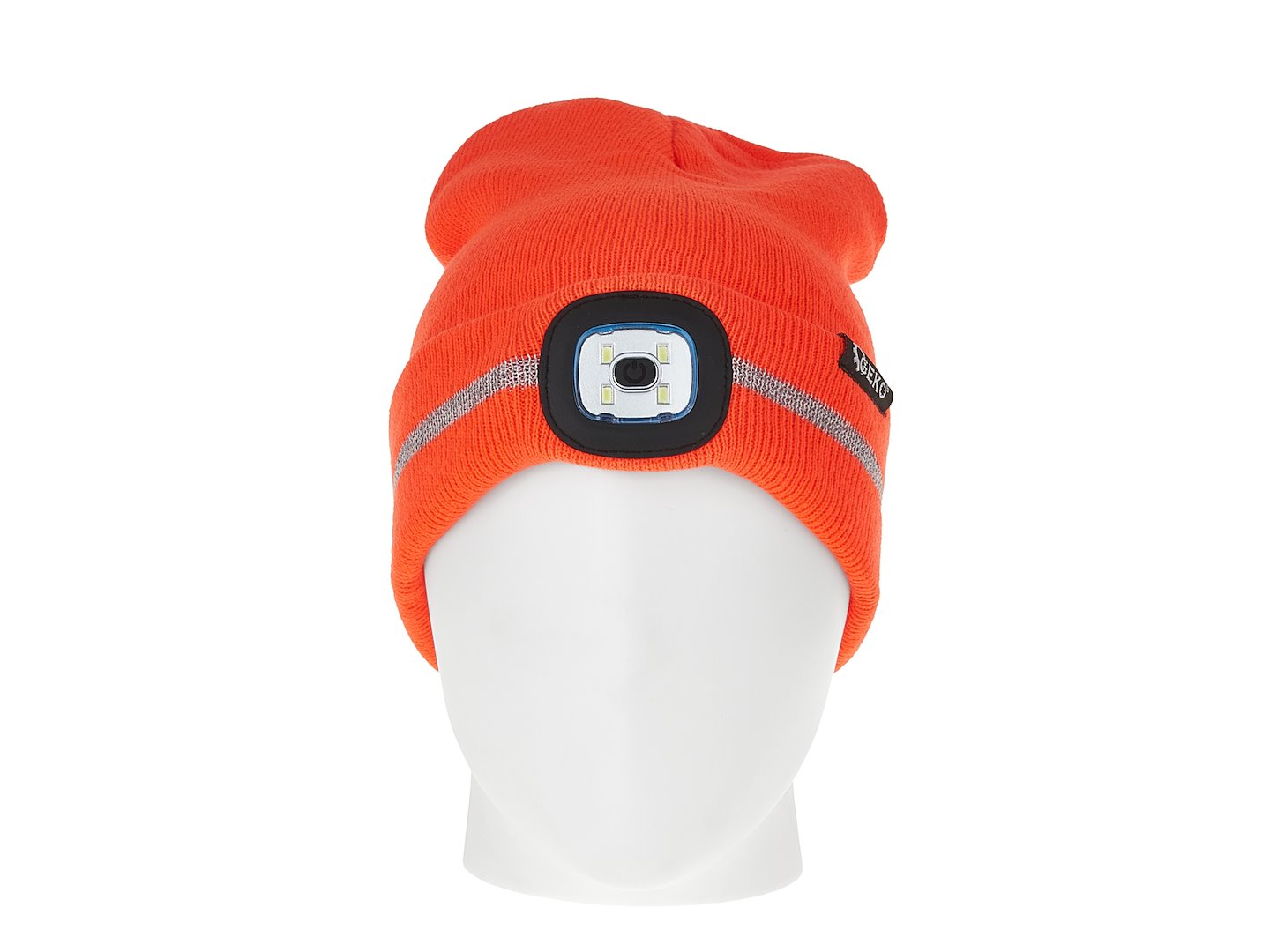 TÉLI SAPKA BEÉPÍTETT ÚJRATÖLTHETŐ LED FEJLÁMPÁVAL, FÉNYVISSZAVERŐ SZALAGGAL, NARANCSSÁRGA