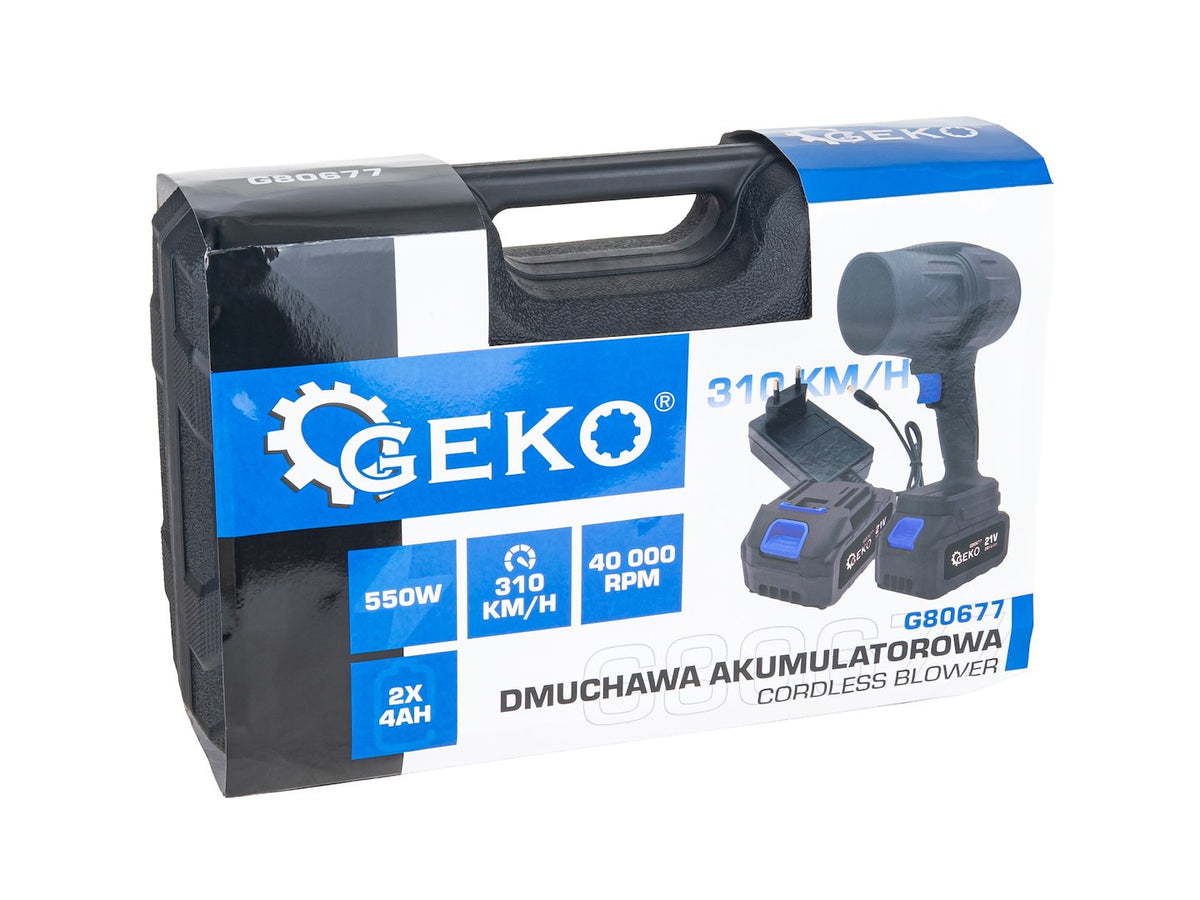 Akkumulátoros légfúvó hordozható,  2 × 4,0 ah, 21 v GEKO