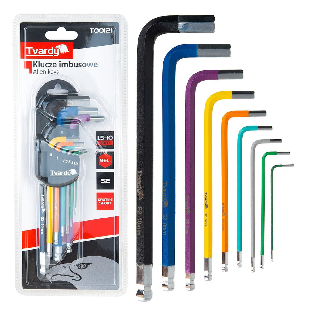 Színes l-imbuszkulcs készlet 1.5-10mm 9 db