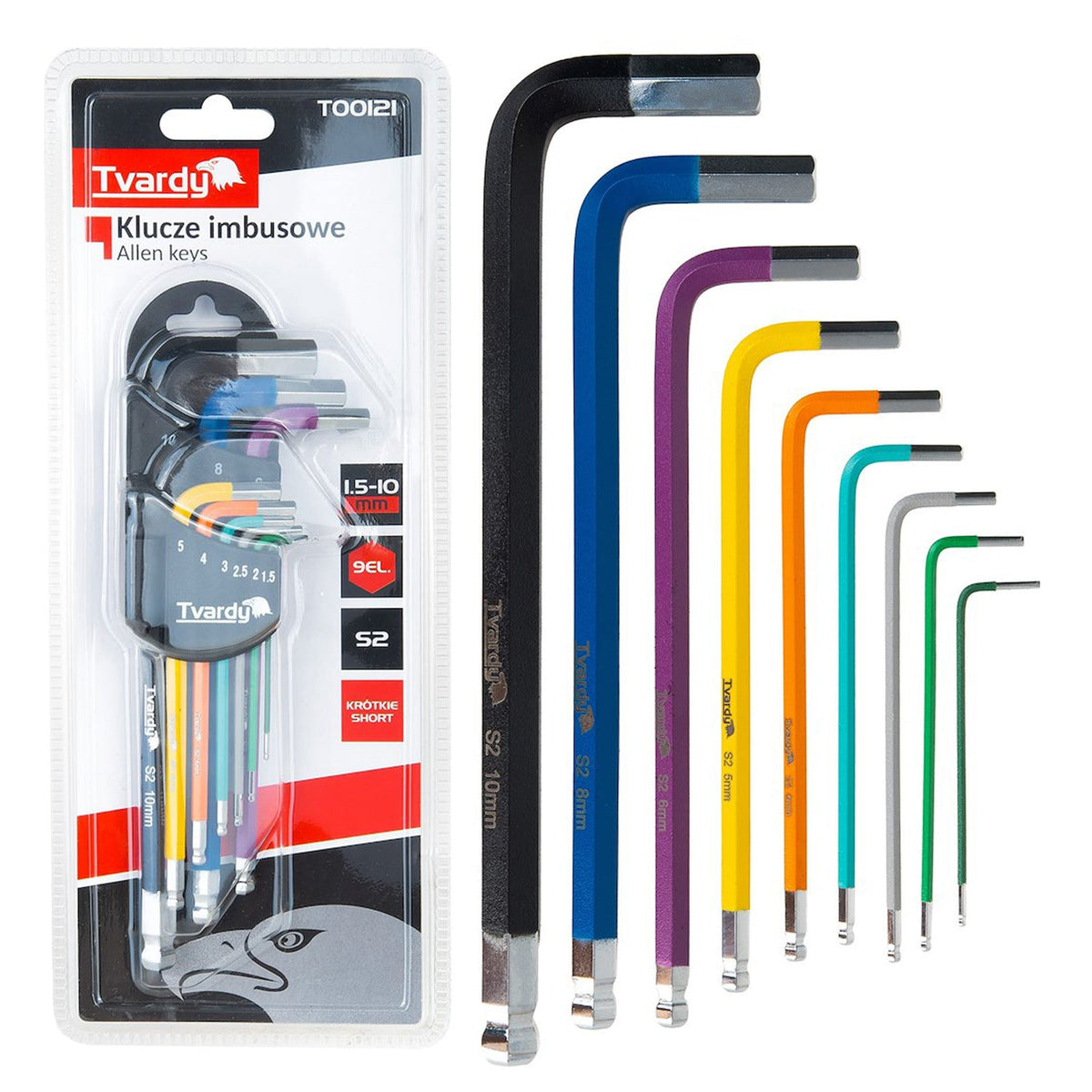 Színes l-imbuszkulcs készlet 1.5-10mm 9 db