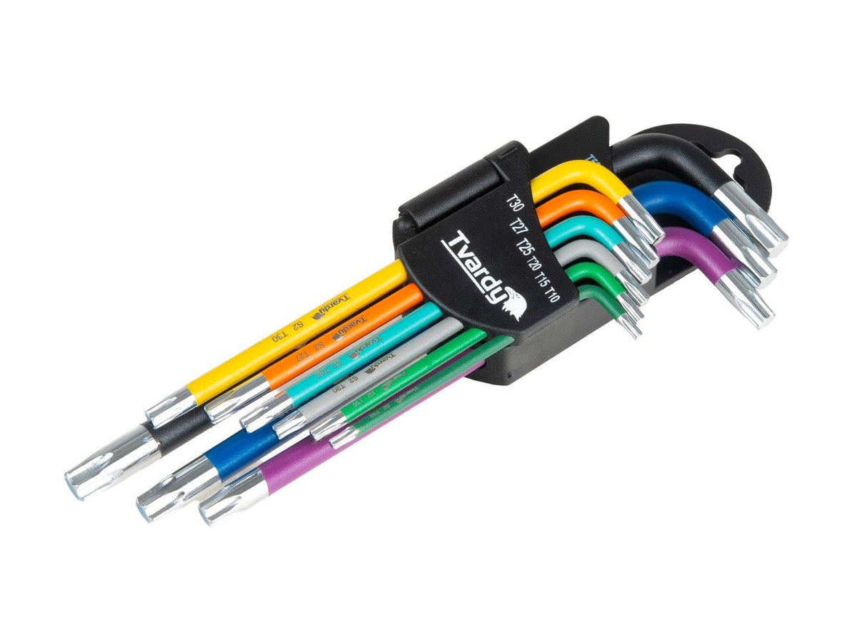 Színes TORX kulcs készlet rövid L alakú 9 db T10-T50 TVARDY