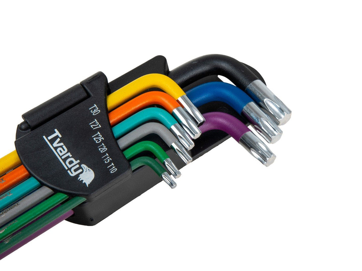 Színes TORX kulcs készlet rövid L alakú 9 db T10-T50 TVARDY
