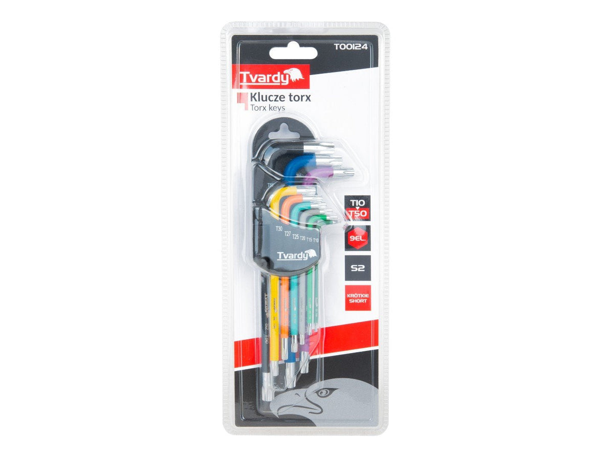 Színes TORX kulcs készlet rövid L alakú 9 db T10-T50 TVARDY