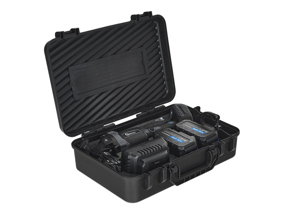 Akkumulátoros sarokcsiszoló 125 mm, 950 w, 21 v, 2 × 4 Ah GEKO
