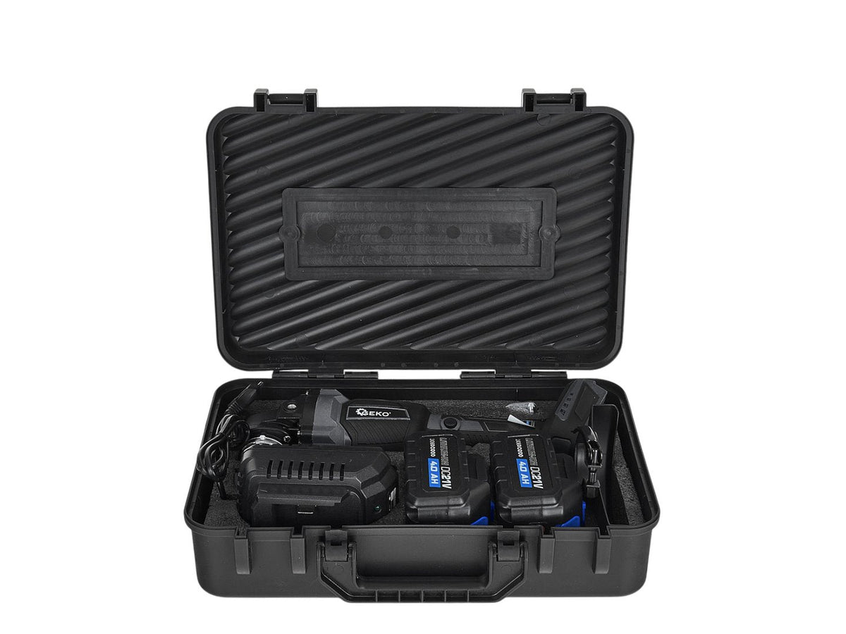 Akkumulátoros sarokcsiszoló 125 mm, 950 w, 21 v, 2 × 4 Ah GEKO