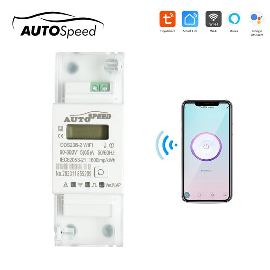 Intelligens egyfázisú energia- és teljesítménymérő 220V, 65A, DDS238-2 WIFI Tuya, Smart Life