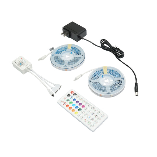 Inteligens LED szalag 2x10m, 12V távirányítóval, hangvezérléssel, bluetooth, USB alkalmazással, 20m RGB Breckner Germany