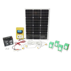 NAPELEM SZETT, 50W MONOKRISTÁLYOS, 670X540X30 MM, 12–24V, 12/17AH AKKUMULÁTORRAL, 4 DB 9W IZZÓVAL, BRECKNER GERMANY