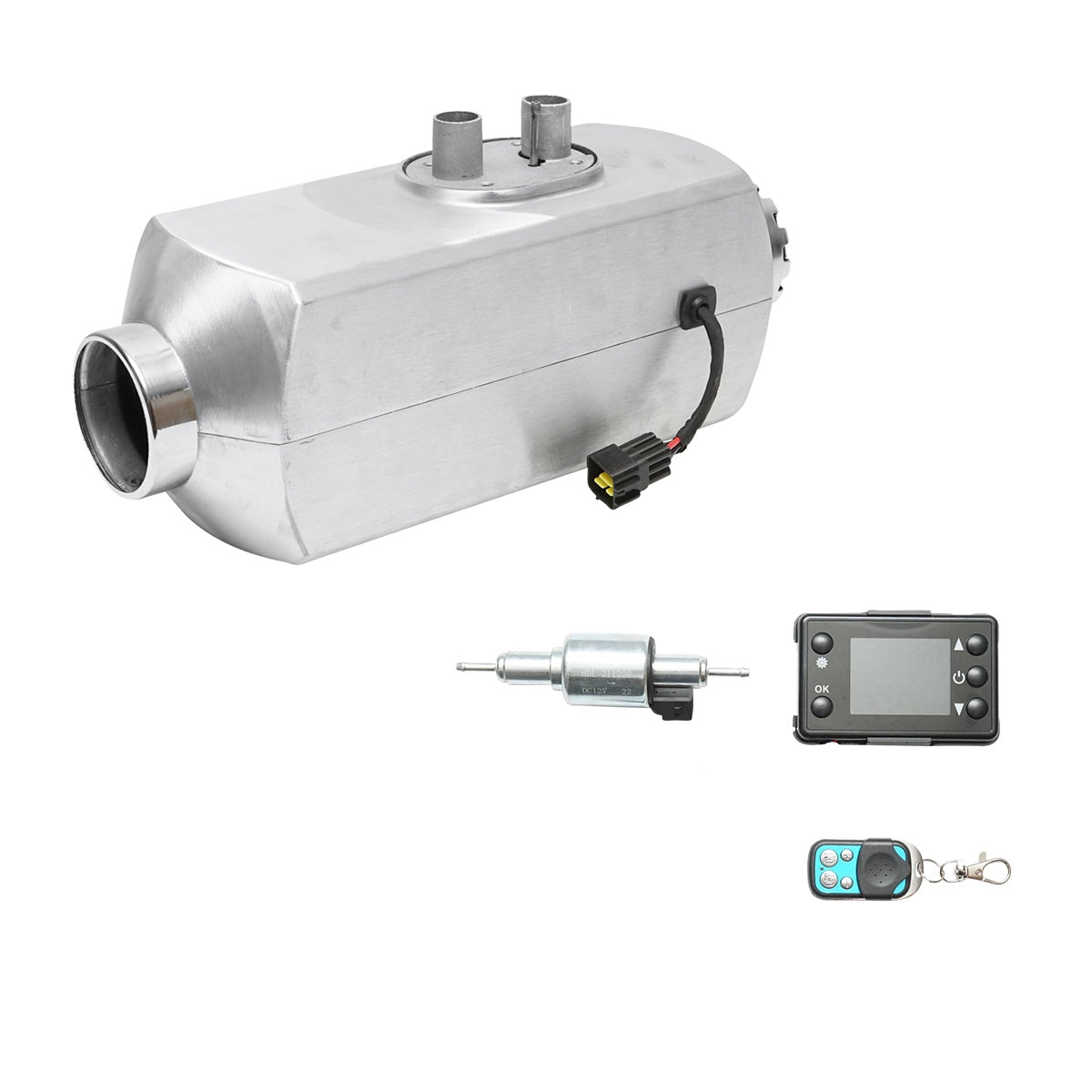 Állóhelyzeti fűtés, sirocou 12V, 5KW, LCD kijelzővel, távirányítóval és Kyocera izzítógyertyával, Breckner Germany