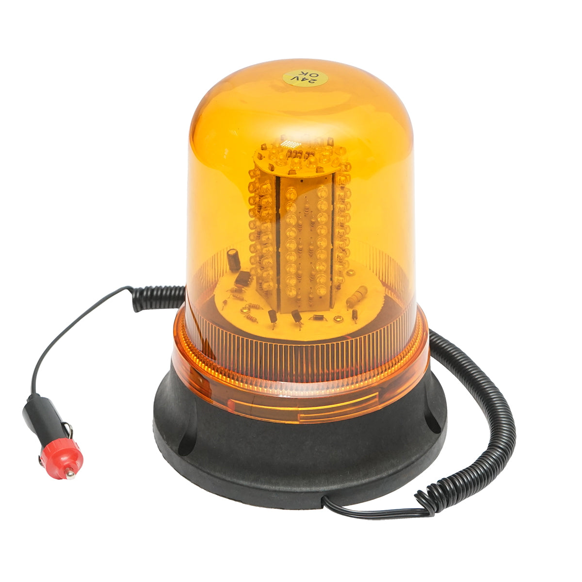 LED villogó, 24V, mágneses talppal, szivargyújtós csatlakozóval
