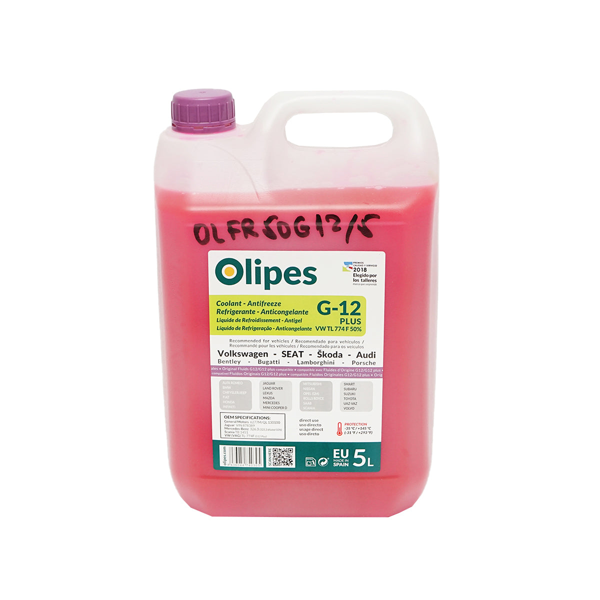 Organikus fagyálló Olipes G12 Plus, előkevert 50/50, -35 °C, 5L