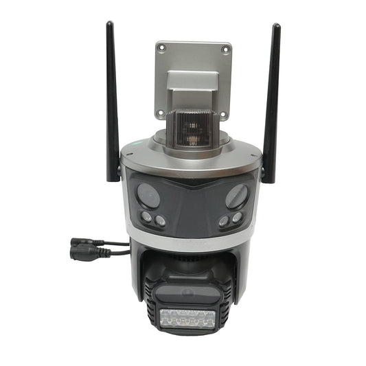 Felügyeleti kamera, 4 lencsével, 3 db 12 MP objektív, dupla CPU vezérlés, P2P WIFI 2.4G, PTZ, mozgásérzékelő, éjjellátás, AI emberi jelenlét felismerés, iCSee alkalmazás