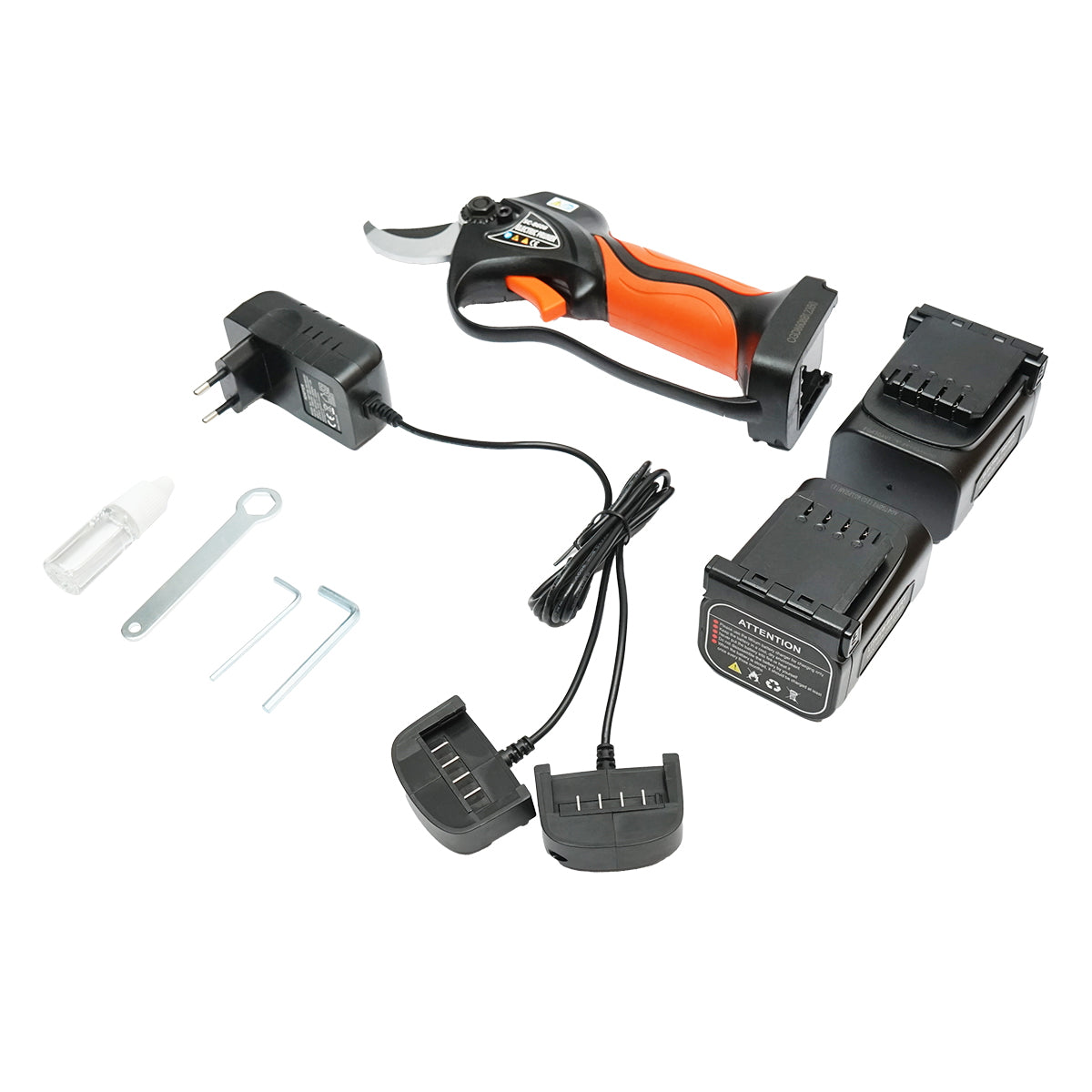 ELEKTROMOS KERTI OLLÓ 900W 2 LI-ION AKKUMULÁTORRAL 16,8V, ÁTMÉRŐ 0-32MM